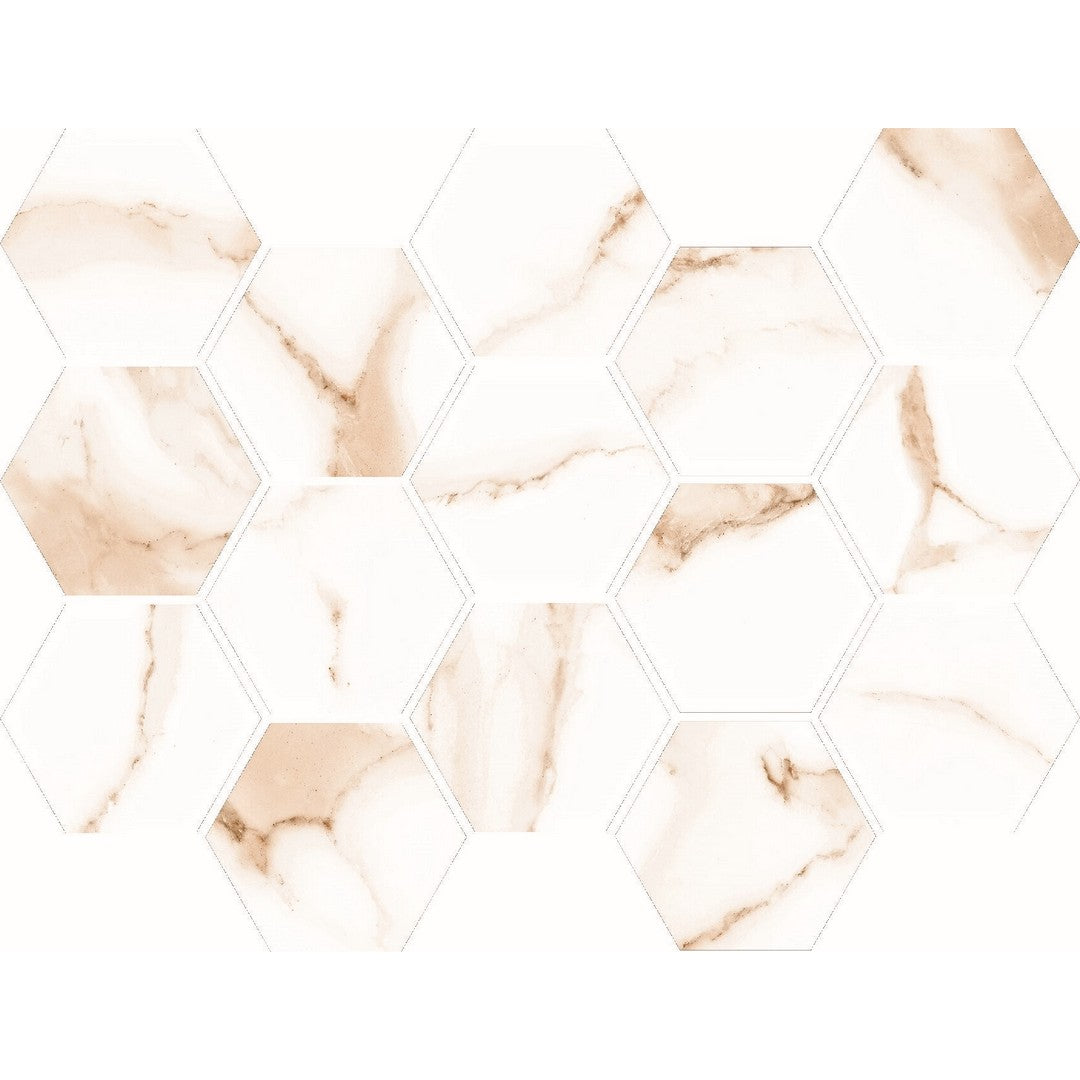 Happy Floors Alsacia 2.0 - 10" x 14" Natural Hexagon Porcelain Mosaic