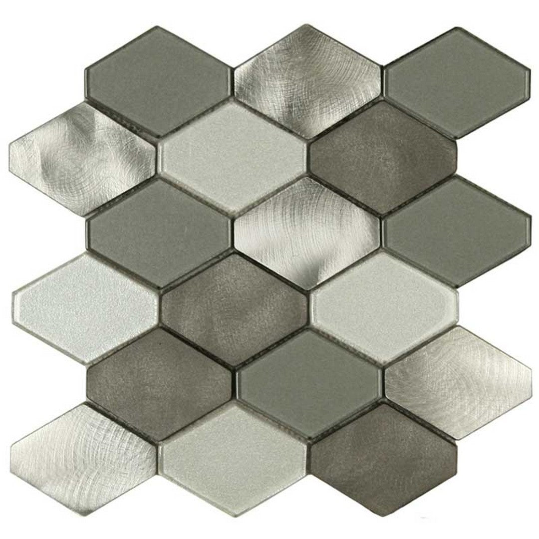Maniscalco Victoria Metals 10.7" x 11" Aluminum & Glass 2.5x3.7" Hexy Mosaic