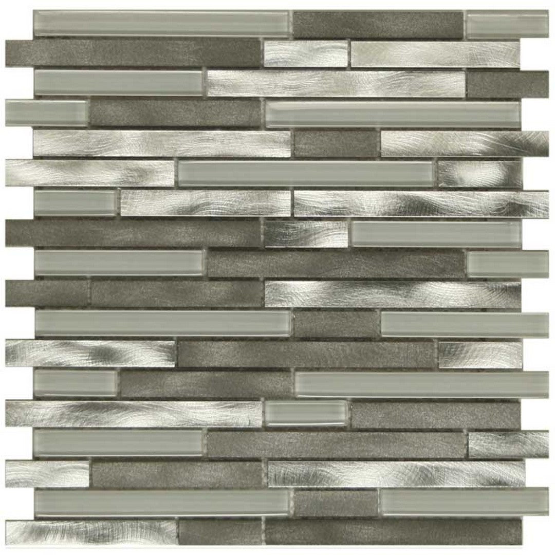 Maniscalco Victoria Metals 12" x 12" Aluminum & Glass Interlock Mixed Mosaic