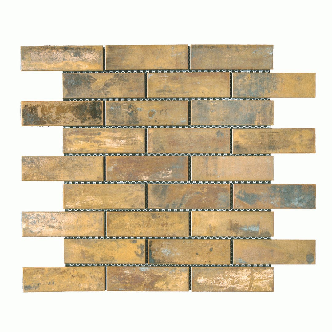 Maniscalco Murray River Metal 11.2" x 11.7" Antique Ceramic Copper 1.2X4" Brick Mosaic