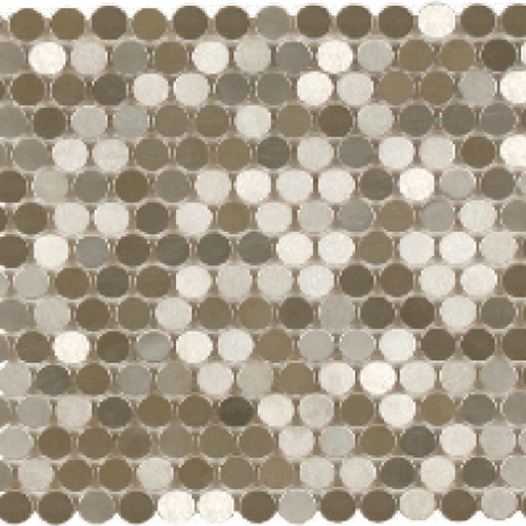 Maniscalco Perth Metal Penny Rounds 11.2" x 11.5" Brushed Stainless Steel & Ceramic Mosaic