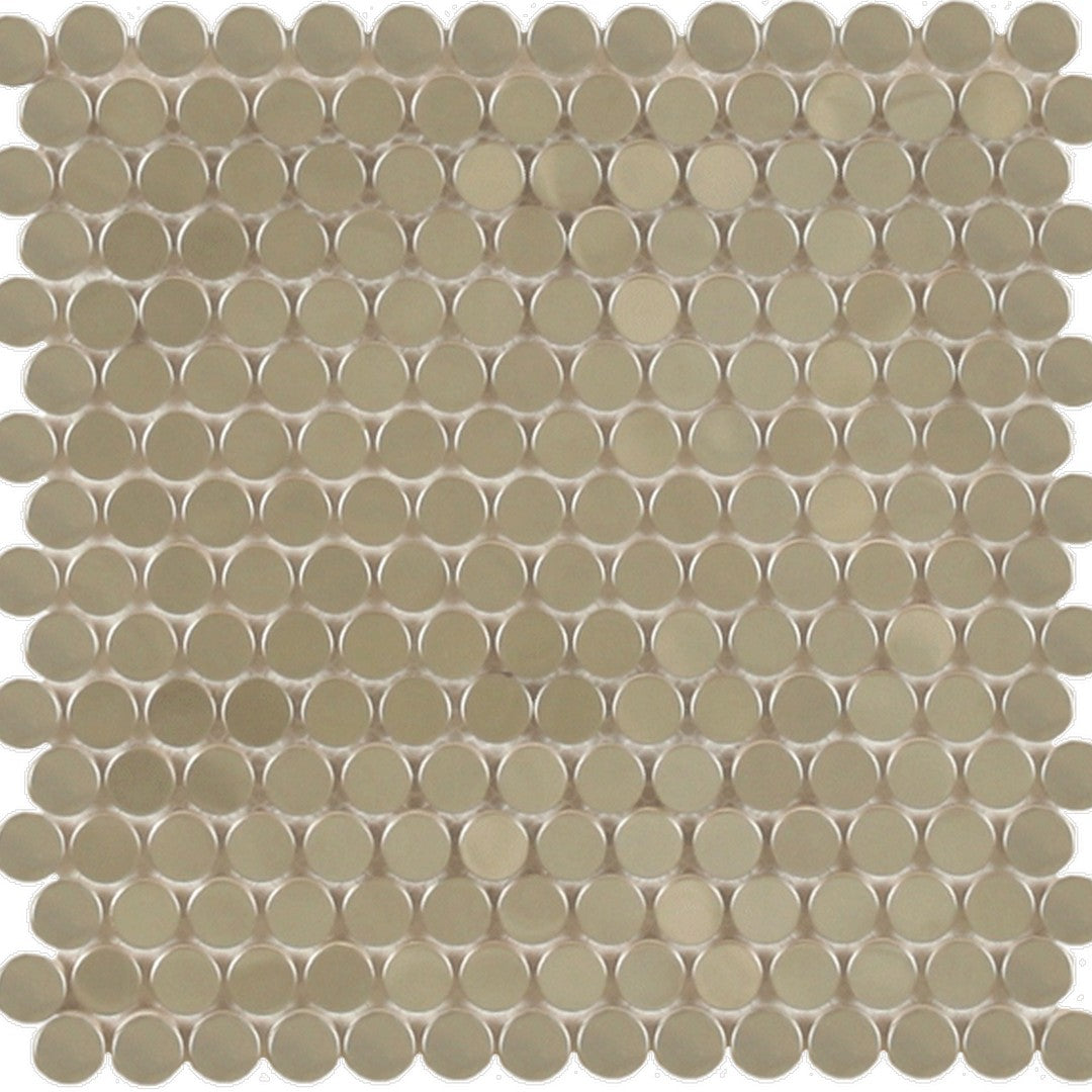 Maniscalco Perth Metal Penny Rounds 11.2" x 11.5" Polished Stainless Steel & Ceramic Mosaic