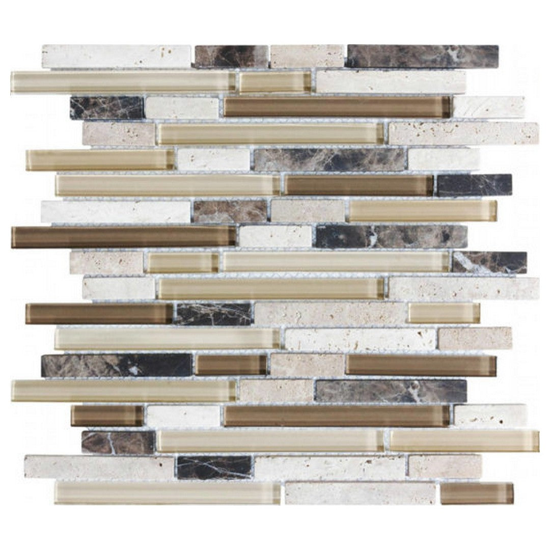 Qualis Ceramica Bliss 12" x 12" Glossy Glass Linear Mosaic