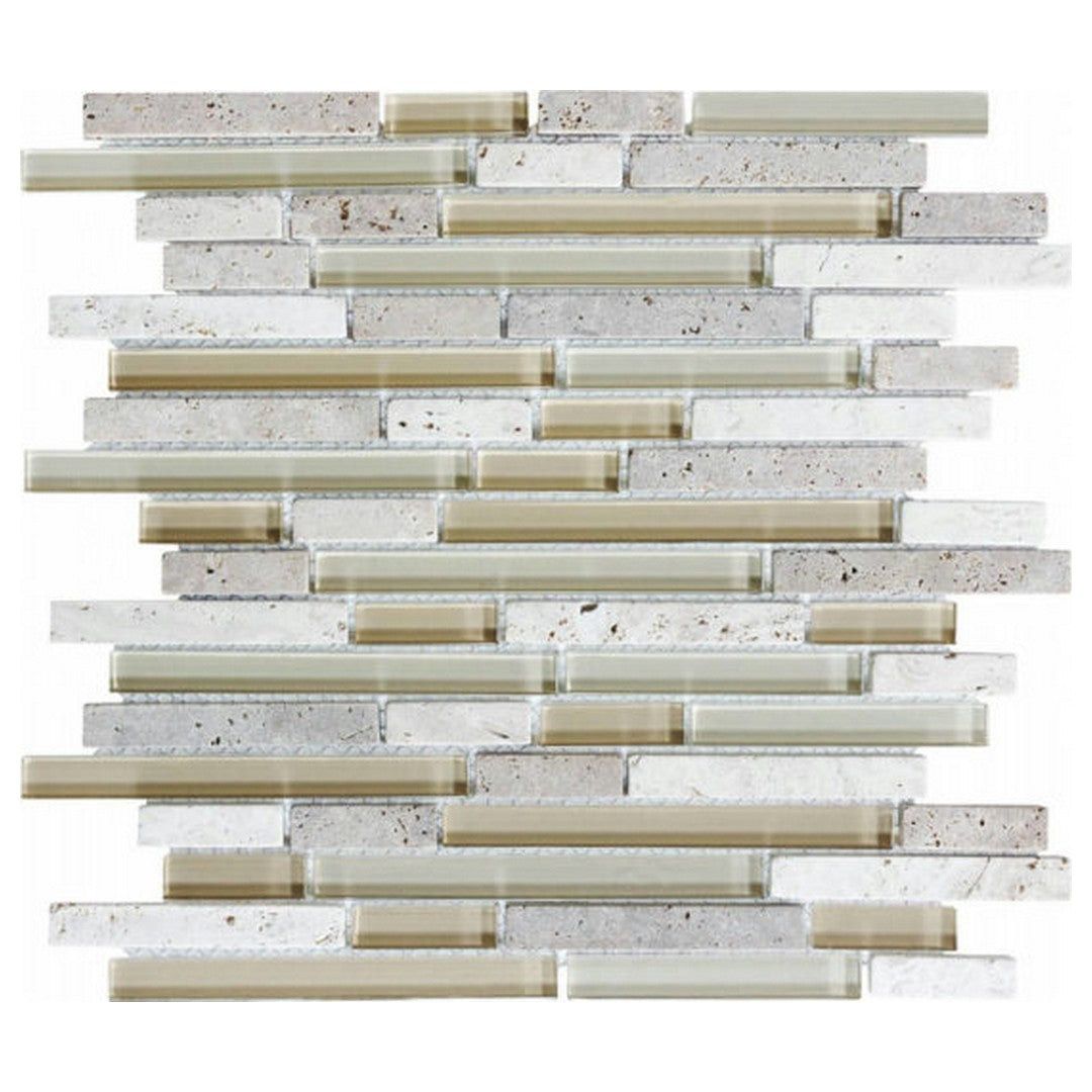 Qualis Ceramica Bliss 12" x 12" Glossy Glass Linear Mosaic