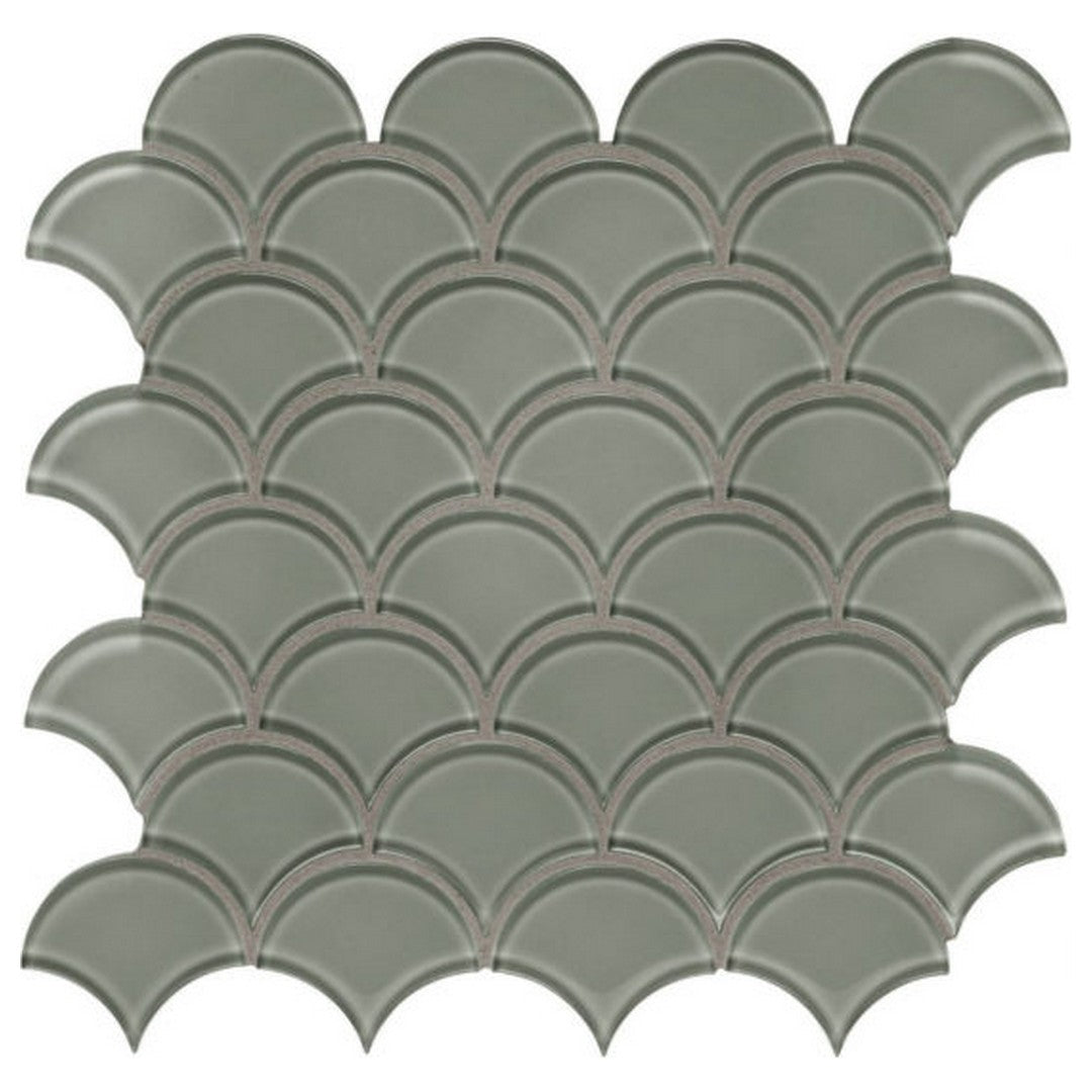 Qualis Ceramica Bliss Element 11.93" x 11.93" Glossy Glass Scallop Mosaic