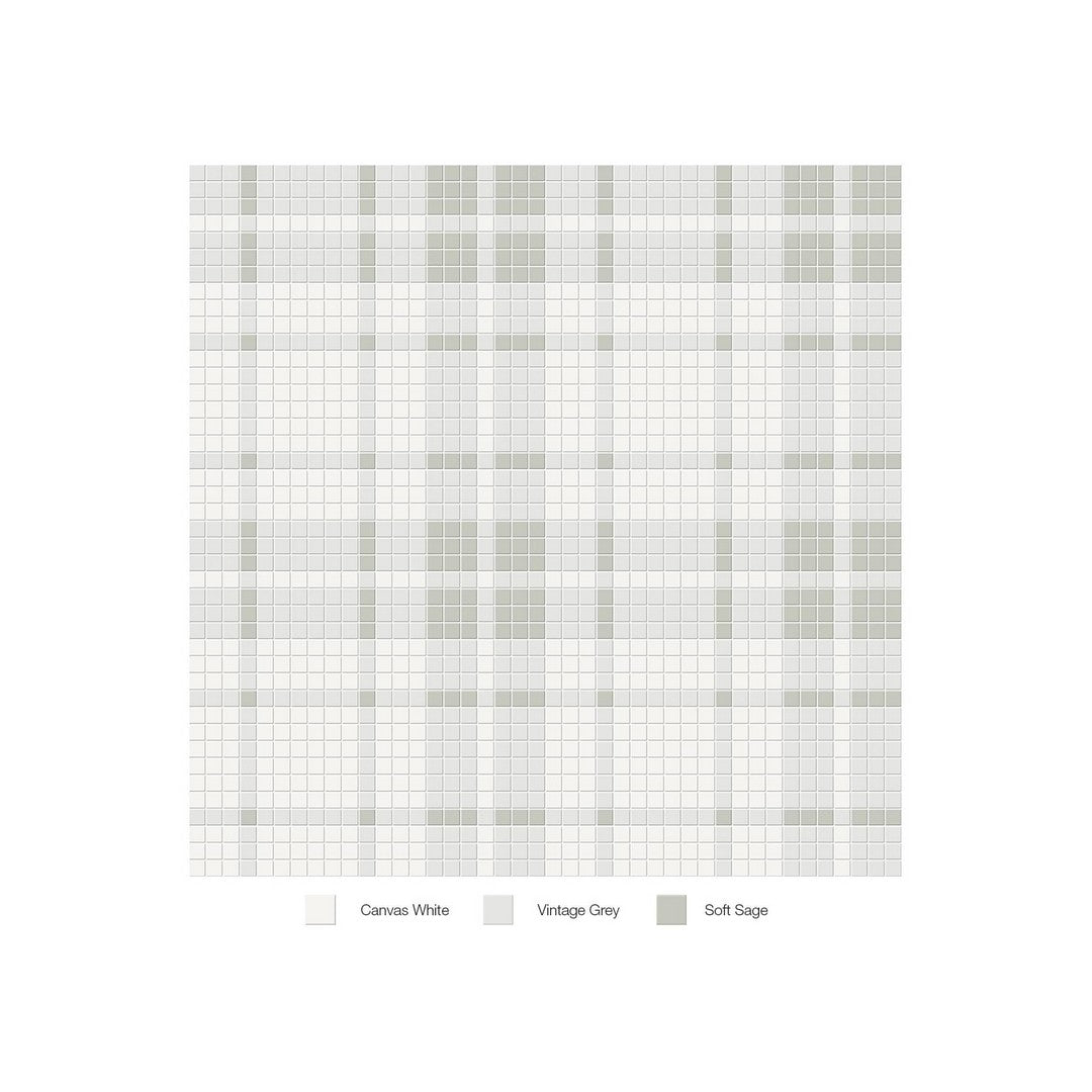 Anatolia Soho 13.58" x 13.58" Matte Porcelain Plaid Pattern Mosaic