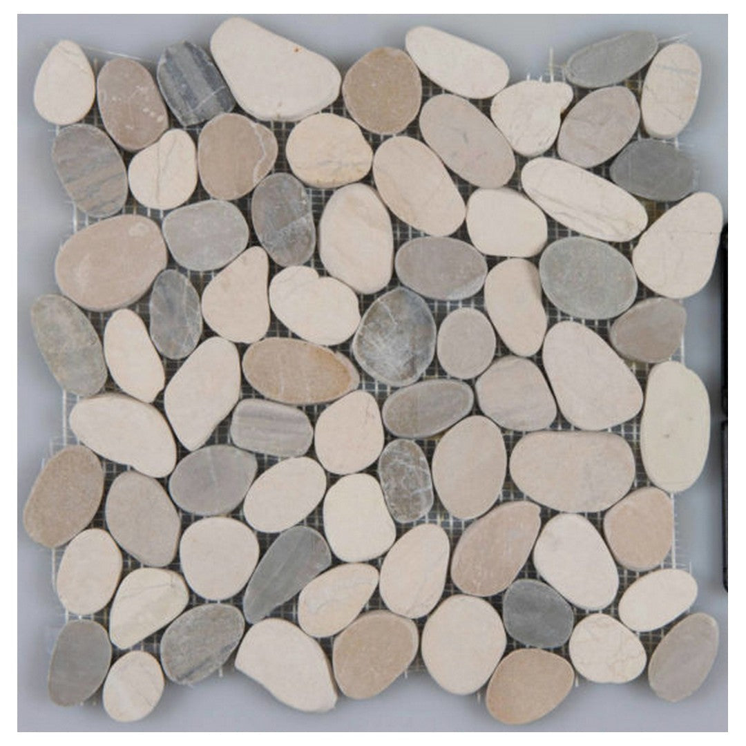 Qualis Ceramica Bliss 12" x 12" Natural Stone Flat Pebble Mosaic