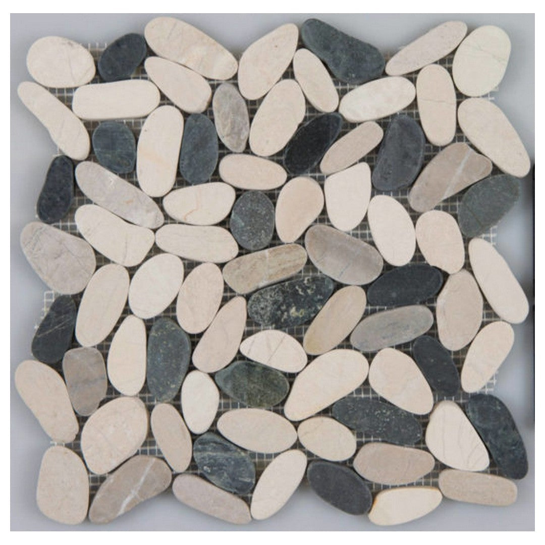 Qualis Ceramica Bliss 12" x 12" Natural Stone Flat Pebble Mosaic