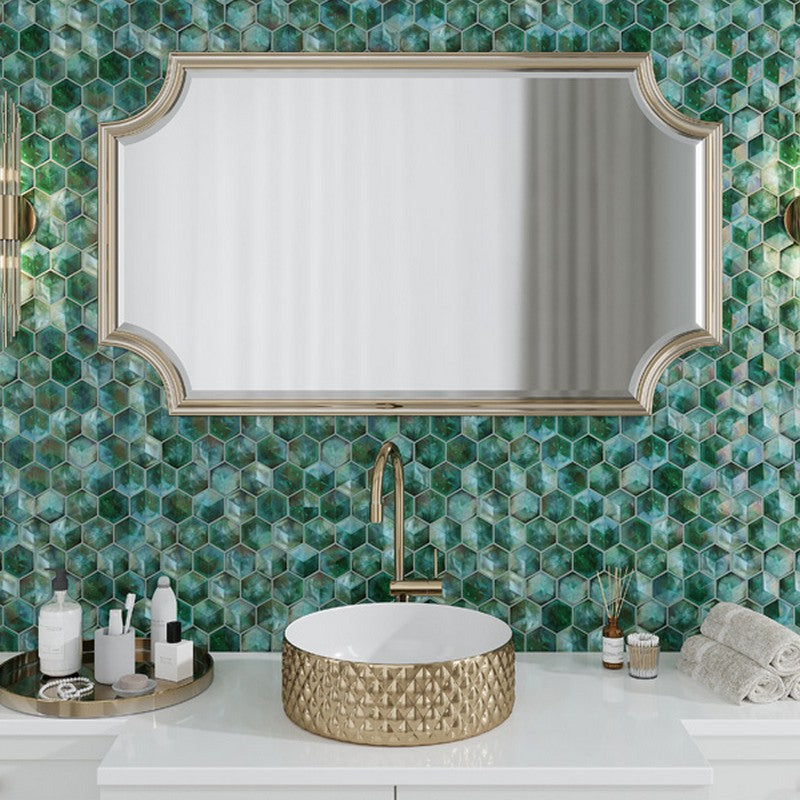 MIR-Allure-11.9-x-10.3-Glossy-Glass-Mosaic-Green-Hexagon