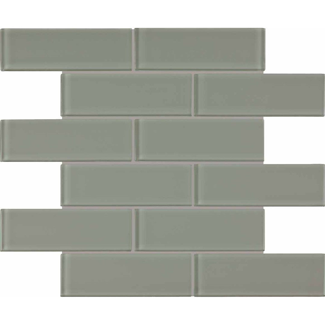 Crossville Elements Glass Posh 12" x 12" Gloss Glass 2x6" Brick Mosaic