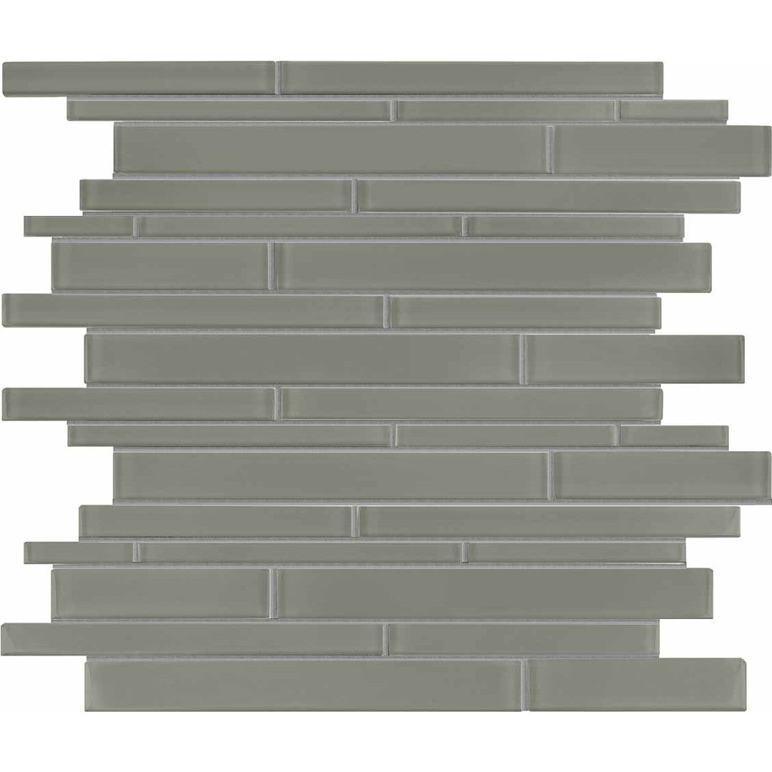 Crossville Elements Glass Posh 12" x 15" Gloss Glass Random Strip Mosaic