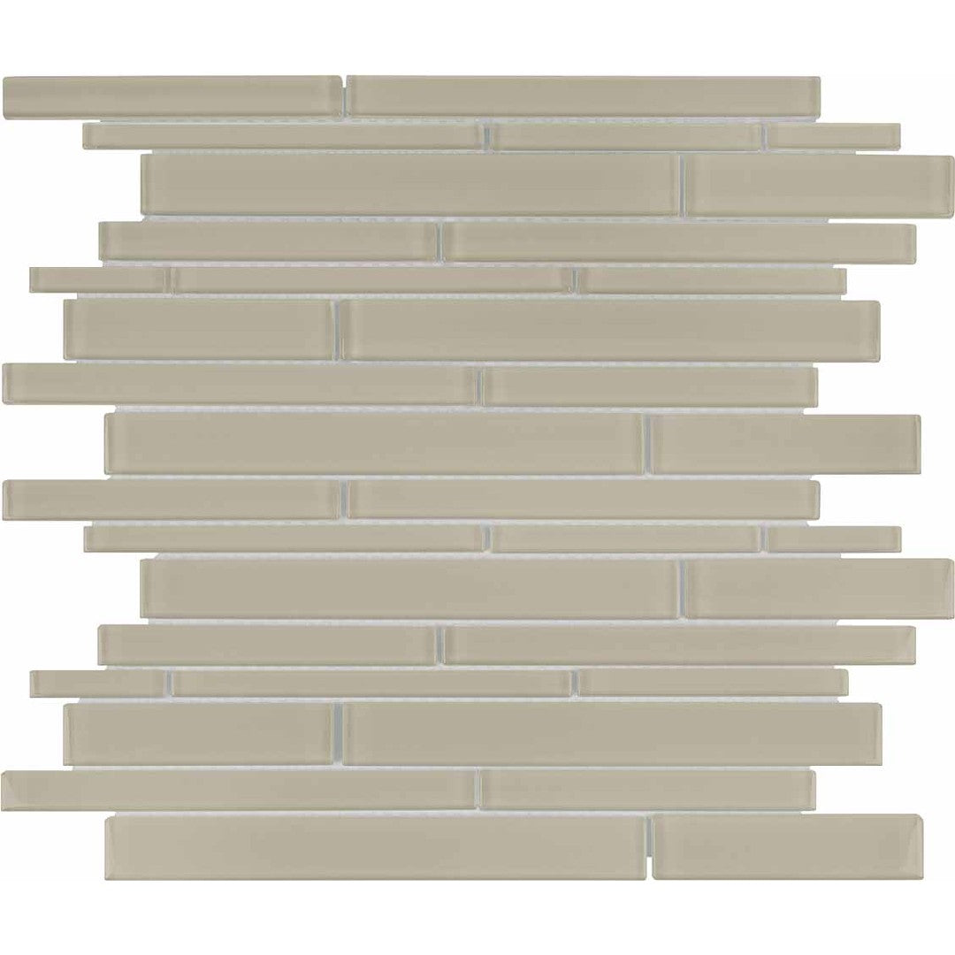 Crossville Elements Glass Posh 12" x 15" Gloss Glass Random Strip Mosaic