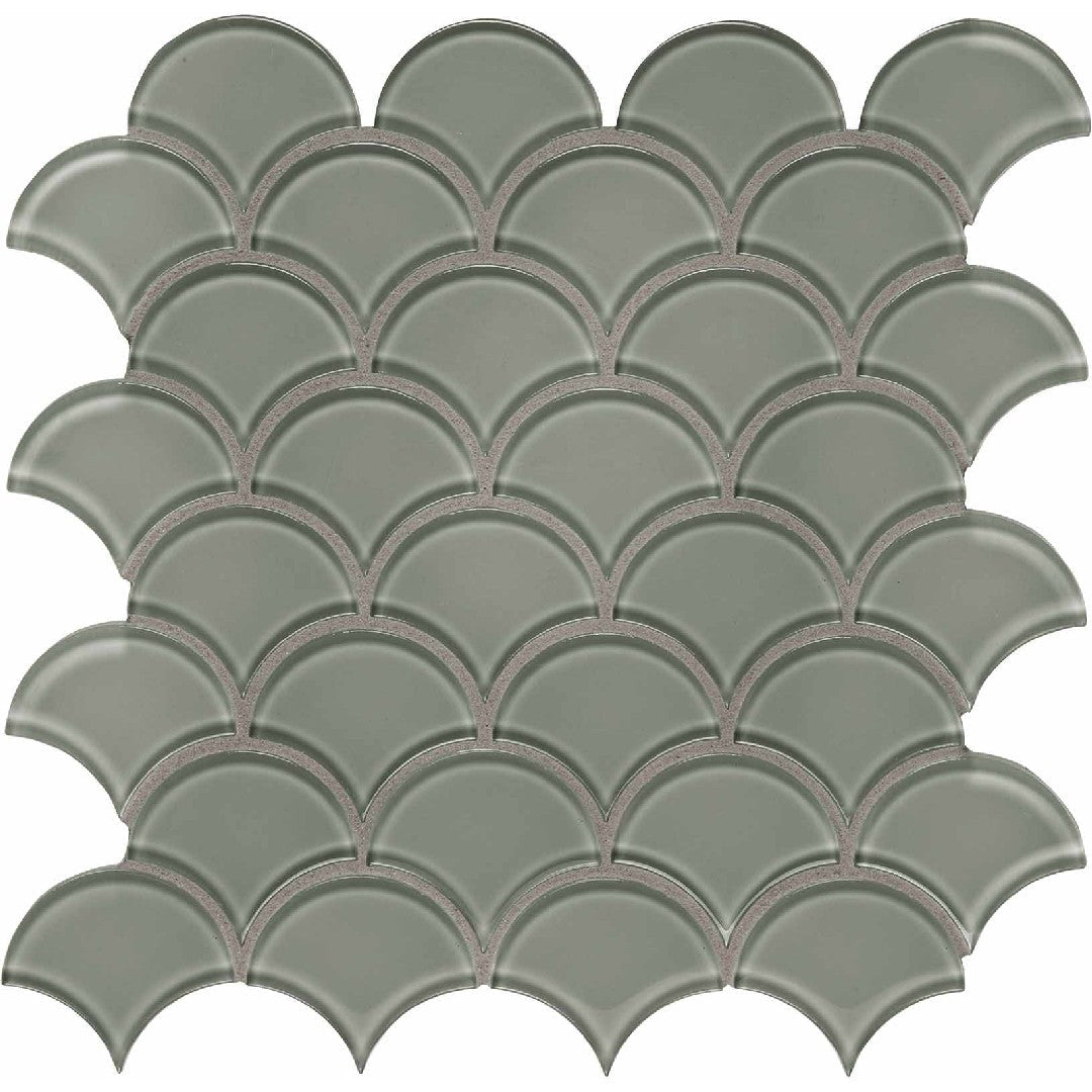 Crossville Elements Glass Posh 12" x 12" Gloss Glass Scallop Mosaic