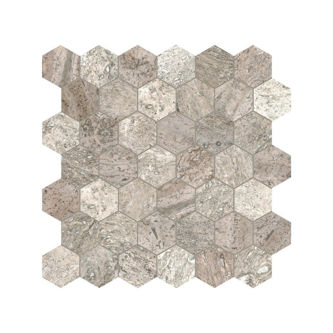 Anatolia Natural Stone 12" x 12" Filled & Honed Travertine 2" Hexagon Mosaic