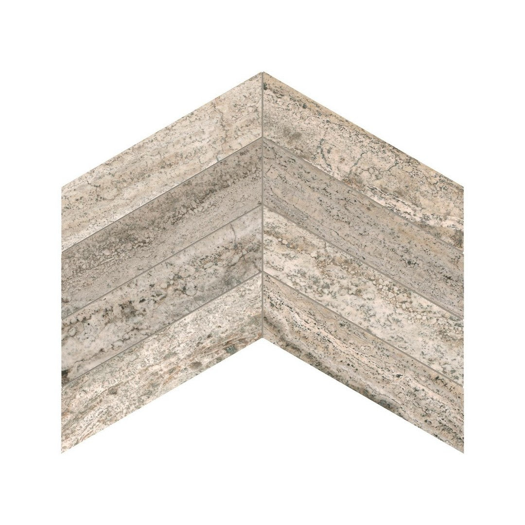 Anatolia Natural Stone 10" x 15" Filled & Honed Travertine Chevron Mosaic