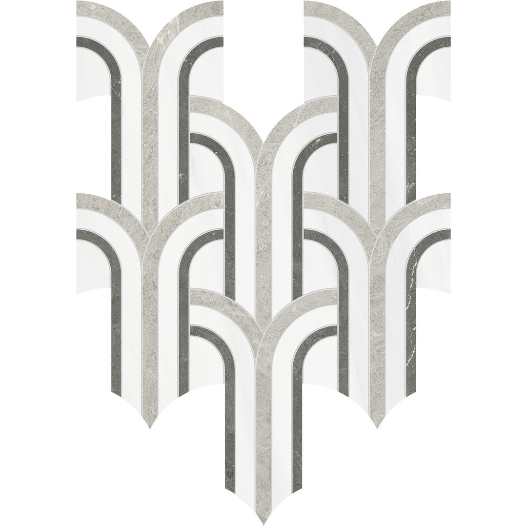 Anatolia Utopio Florence 11" x 12" Polished & Honed Marble Scalloped Mosaic