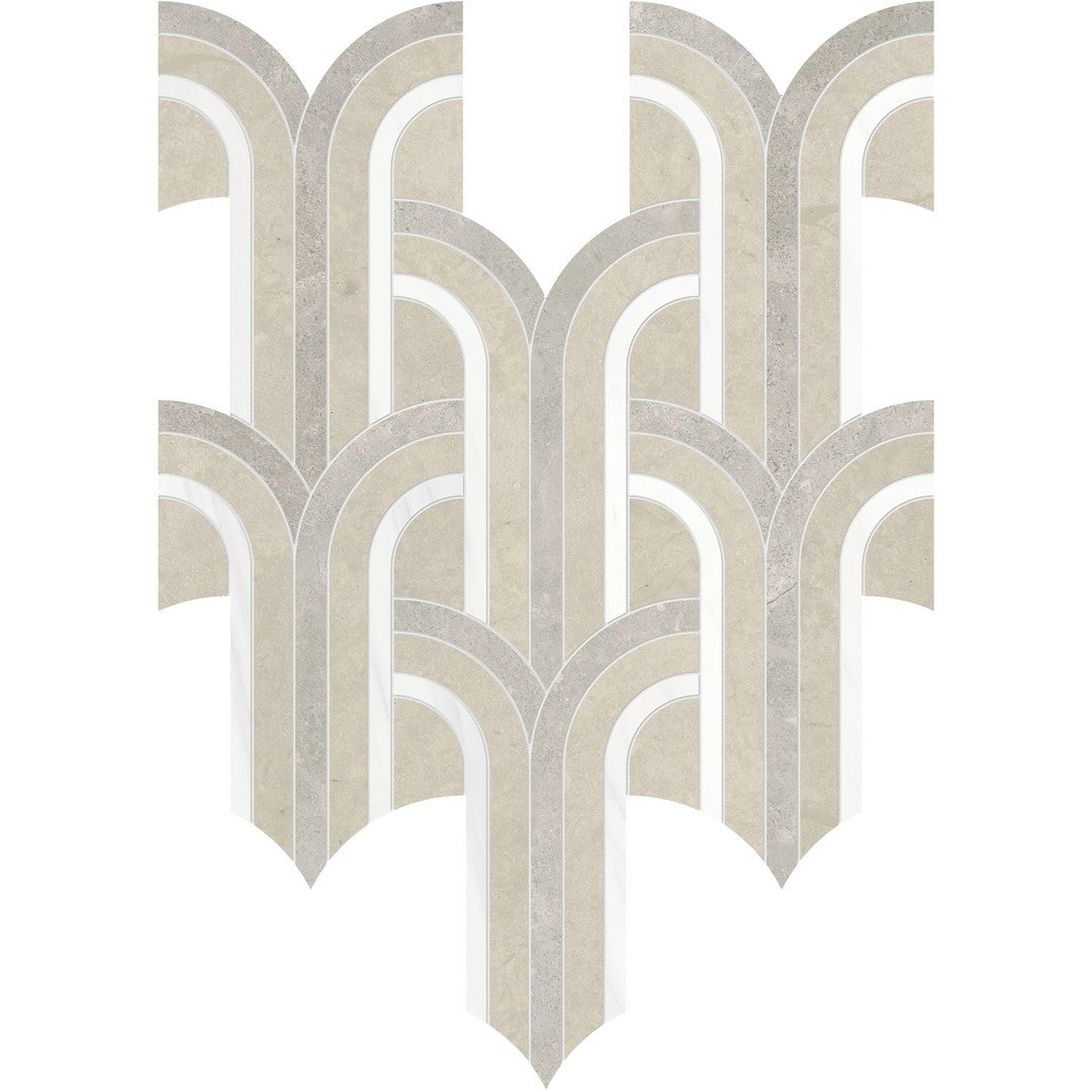 Anatolia Utopio Florence 11" x 12" Honed Marble Scalloped Mosaic