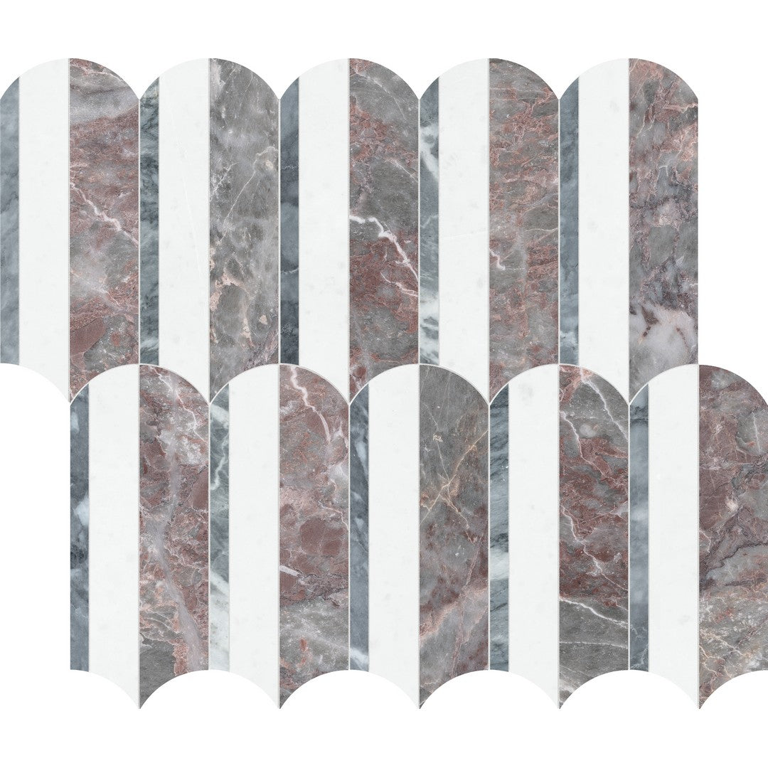 Anatolia Utopio Hydros 11" x 12" Honed Marble Fish Scale Mosaic