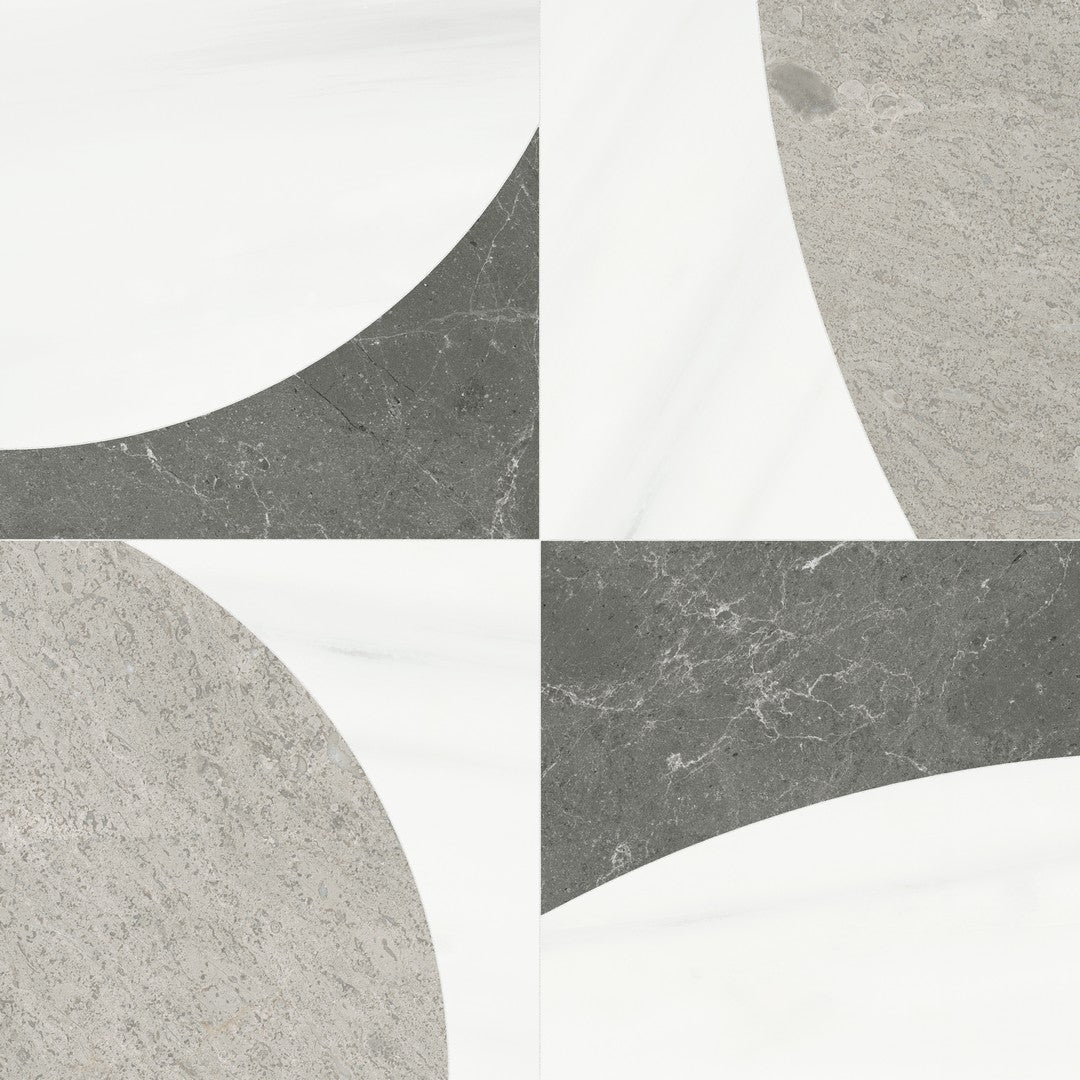 Anatolia Utopio Eclypse 12" x 12" Honed & Polished Marble Demilune Mosaic