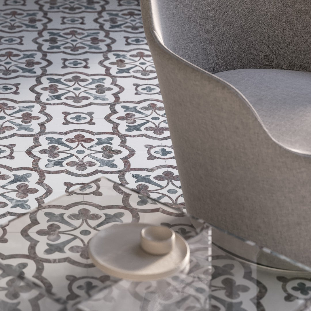 Anatolia-Utopio-Fleur-16-x-16-Honed-Marble-Daisy-Mosaic-Blush