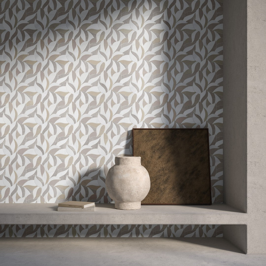Anatolia-Utopio-Lush-12-x-12-Honed-Marble-Leaf-Mosaic-Clay