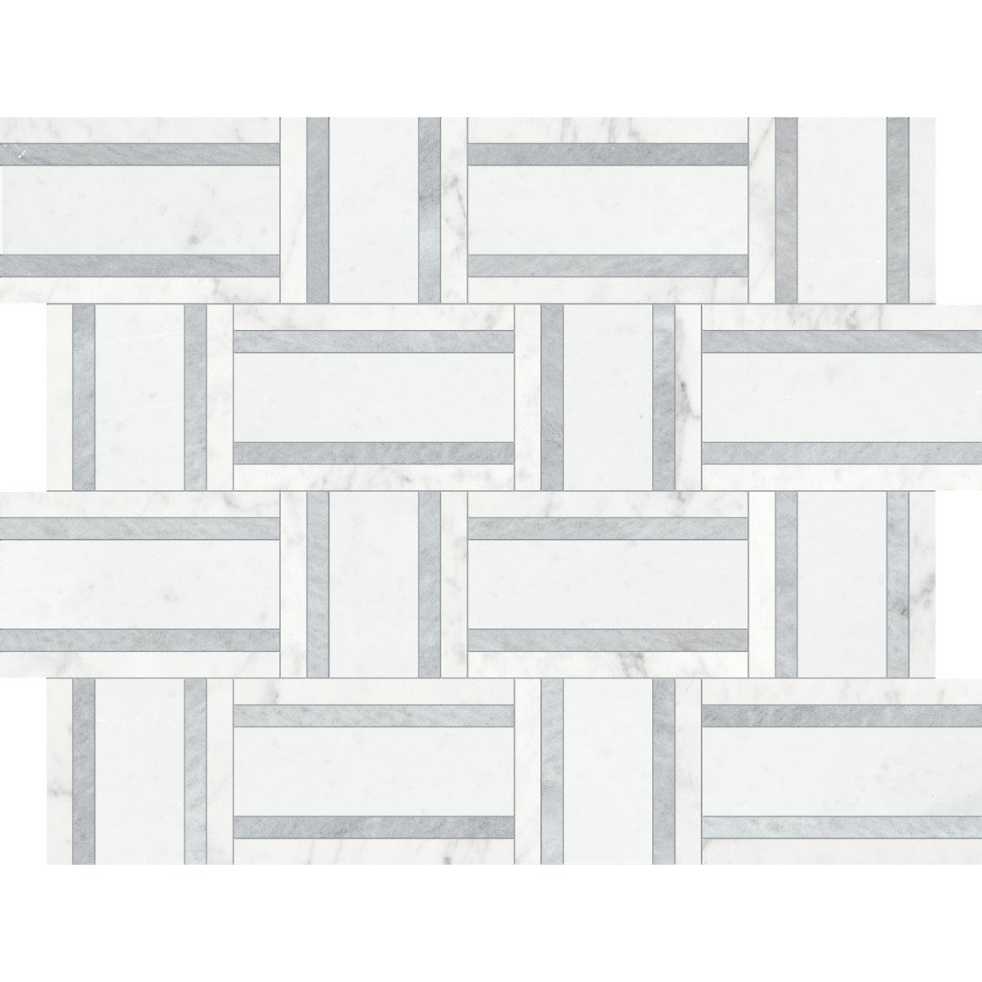 Anatolia Utopio Cesto 12" x 15" Honed Marble Basketweave Mosaic