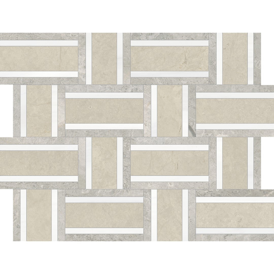 Anatolia Utopio Cesto 12" x 15" Honed Marble Basketweave Mosaic