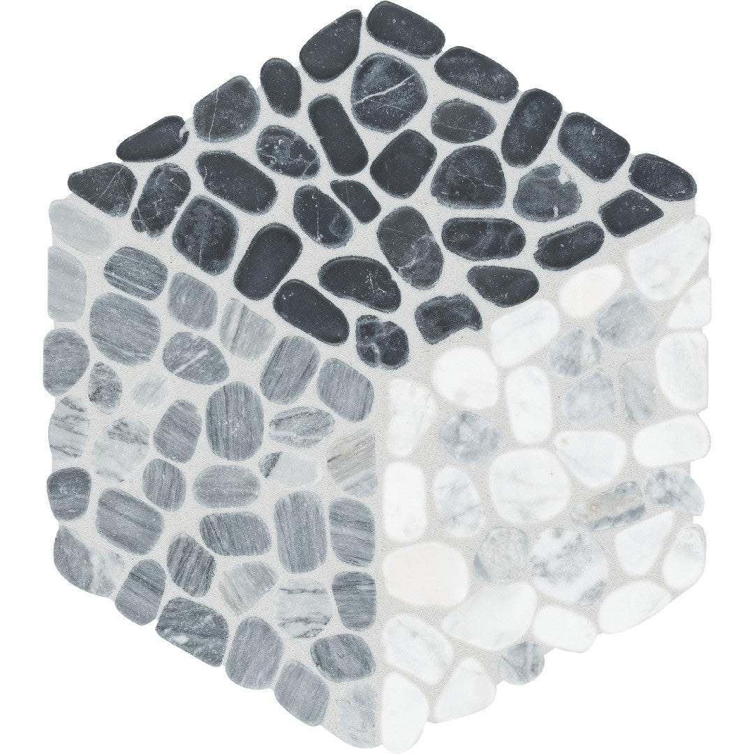 Anatolia Cabana Pebble 10" x 12" Tumbled Natural Stone Node Pebble Cube Mosaic