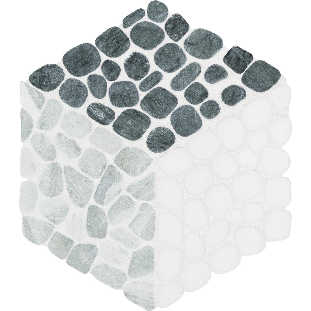Anatolia Cabana Pebble 10" x 12" Tumbled Natural Stone Node Pebble Cube Mosaic