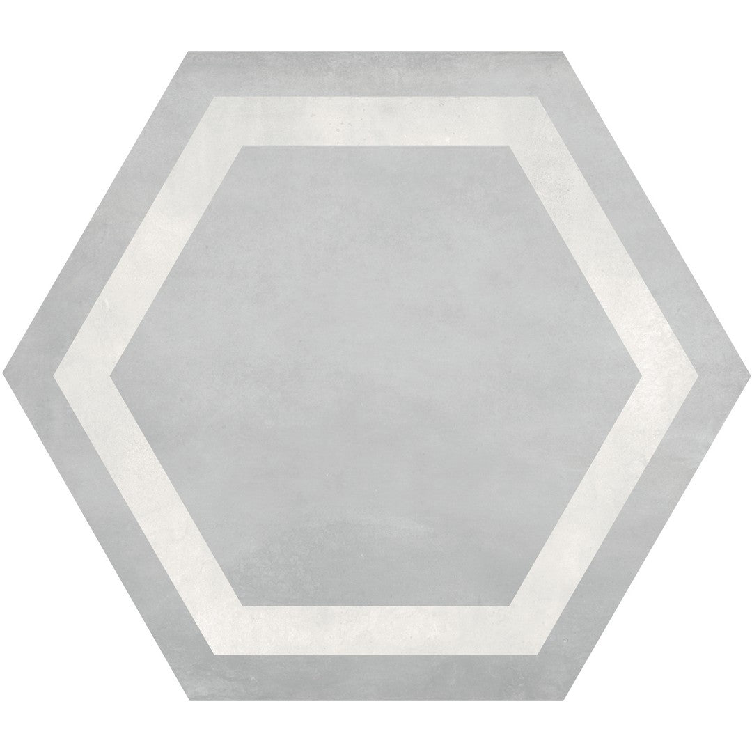 Tesoro Form 7" x 8" Pressed Matte Frame Hexagon Porcelain Tile
