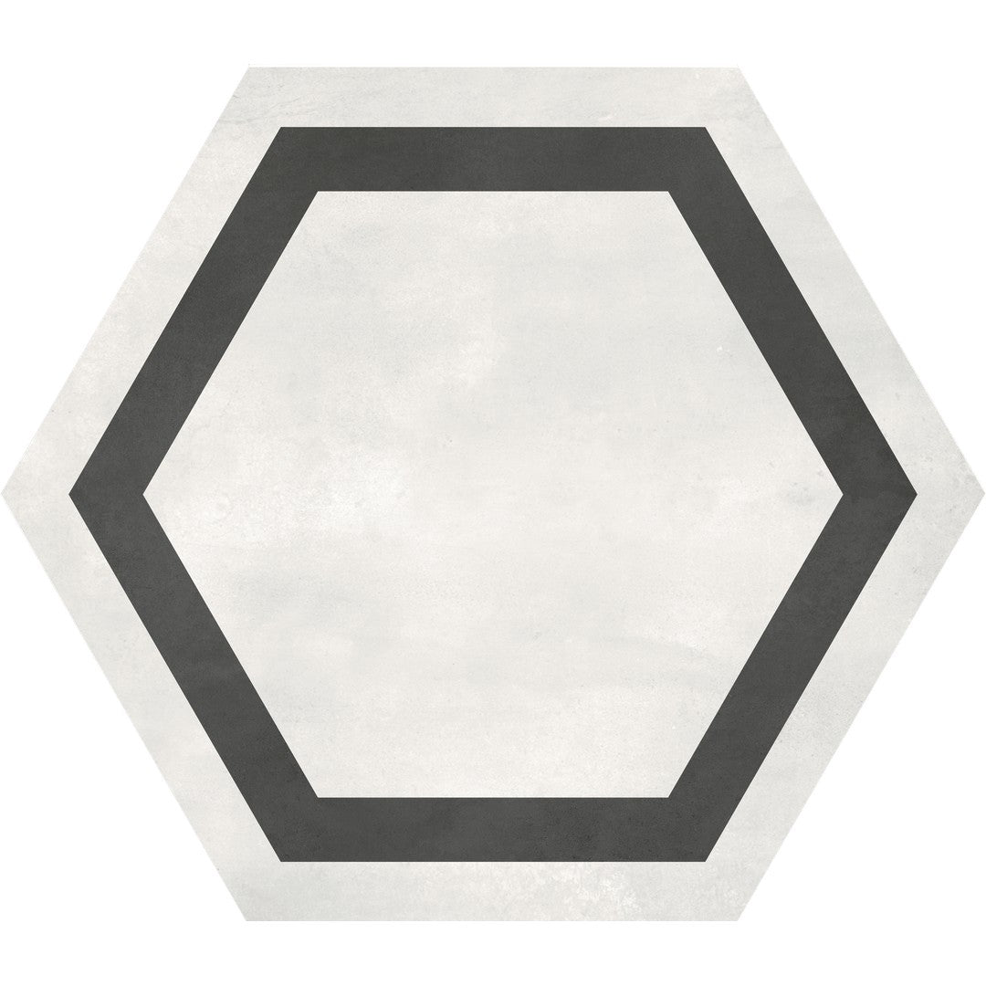 Tesoro Form 7" x 8" Pressed Matte Frame Hexagon Porcelain Tile