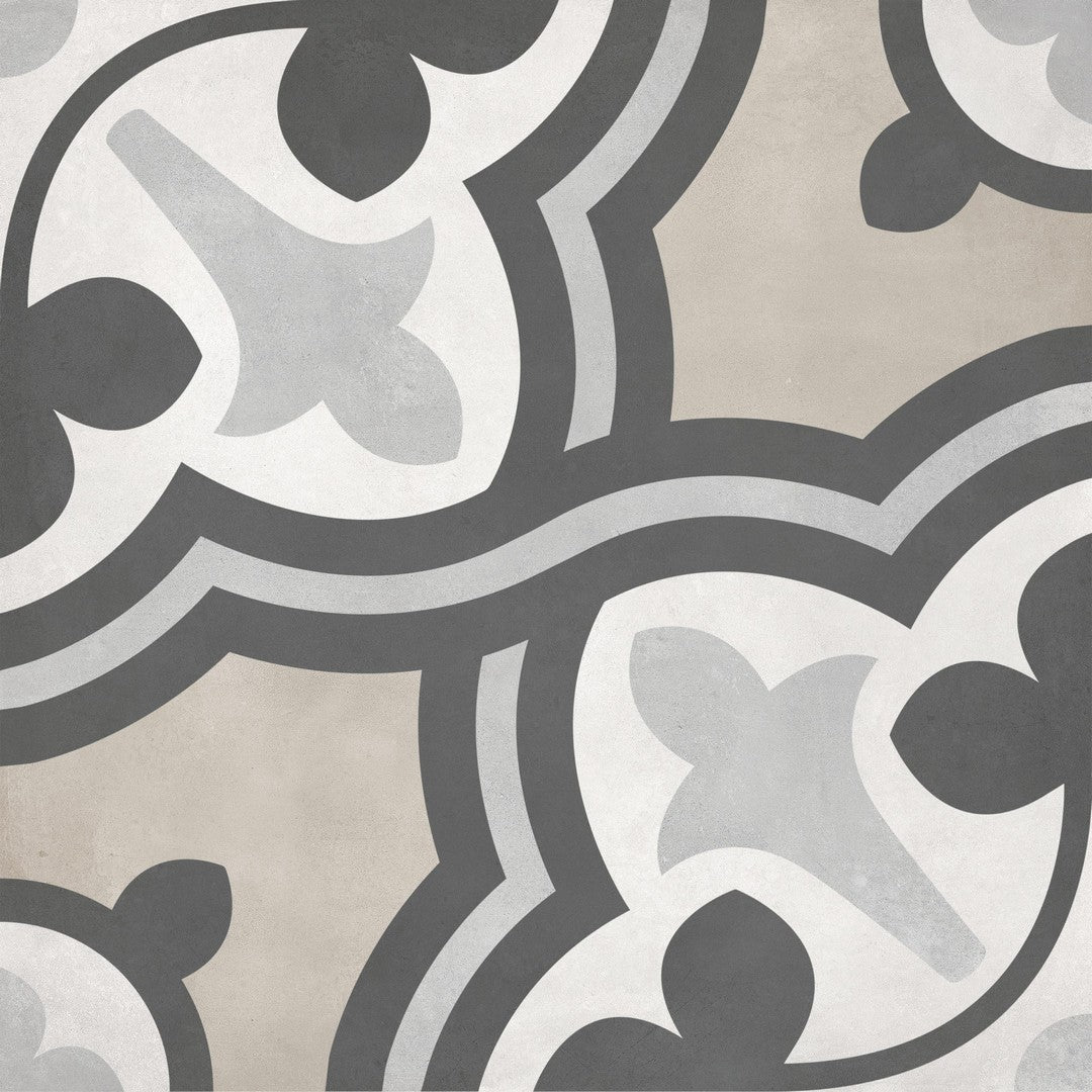 Tesoro Form 8" x 8" Pressed Matte Baroque Deco Porcelain Tile