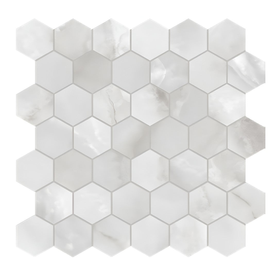Tesoro La Marca 11.75" x 13.25" Rectified Polished 2" Hexagon Porcelain Mosaic