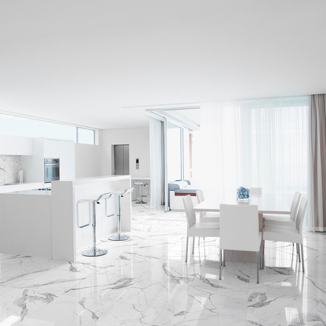 Tesoro-Mayfair-24-x-24-Rectified-Polished-Porcelain-Tile-Statuario-Venato