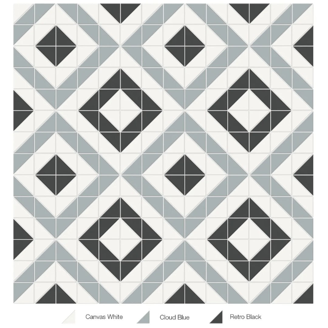 Tesoro Soho 10" x 10" Pressed Matte Porcelain Cubic Blend Mosaic