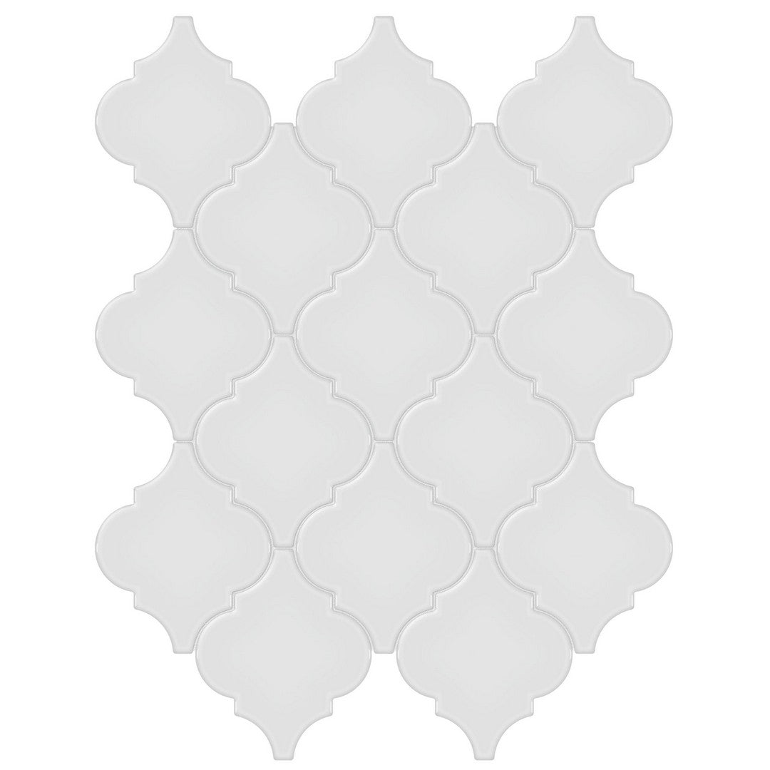 Tesoro Soho 13.25" x 12" Beveled Glossy Porcelain Arabesque Mosaic