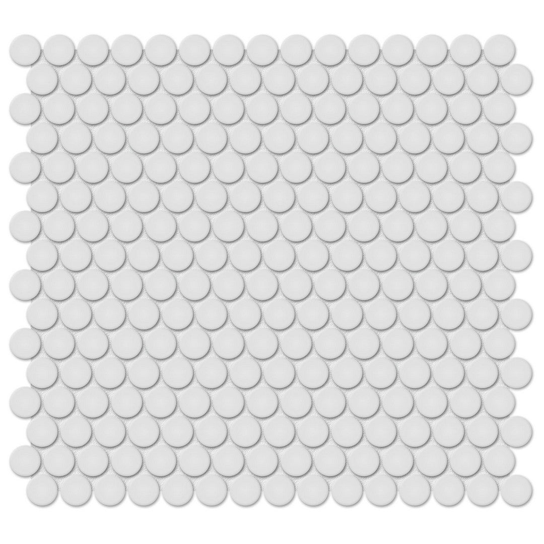 Tesoro Soho 12.25" x 11.5" Pressed Matte Porcelain Penny Round Mosaic