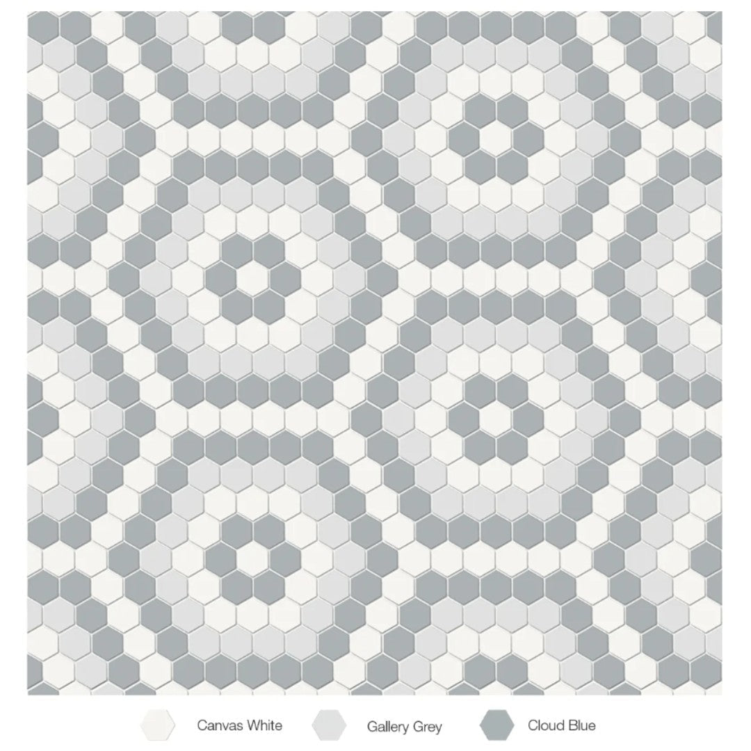 Tesoro Soho 14.50" x 8.25" Pressed Matte Porcelain Hexagon Blend Mosaic