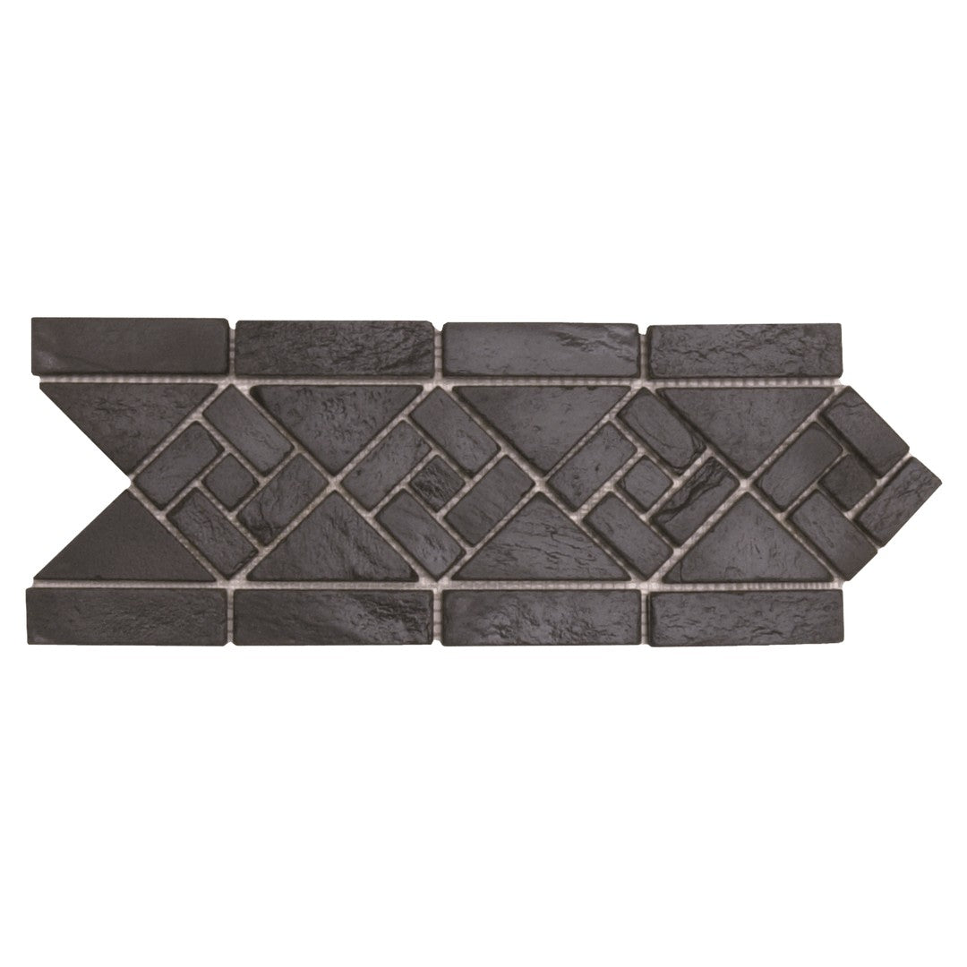 Bati Orient White & Grey Marble Classic 4.75" x 12" Slate Arrow Shaped Border
