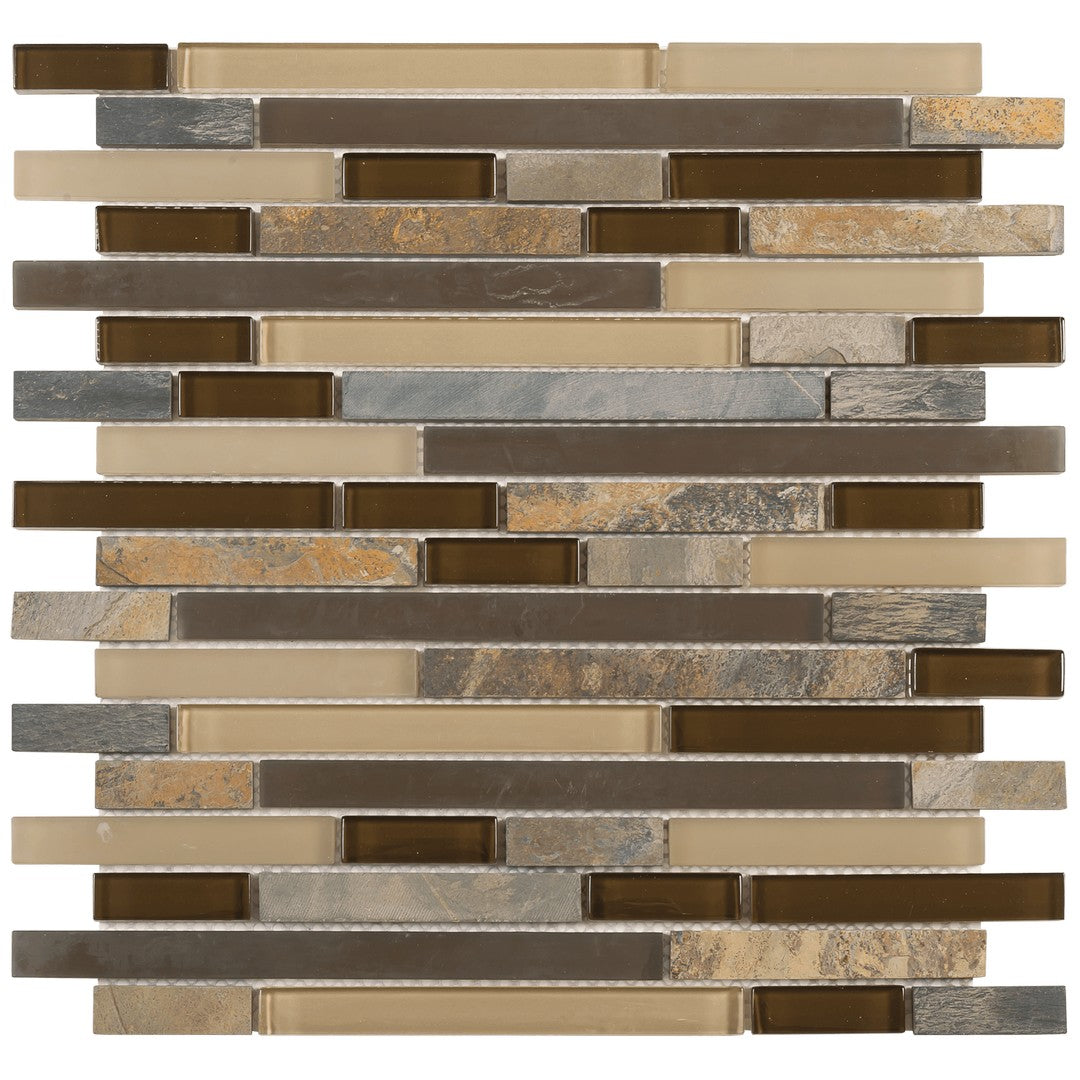 Bati Orient Terrazzo 12" x 11.6" Baguette Glass & Stone Mosaic