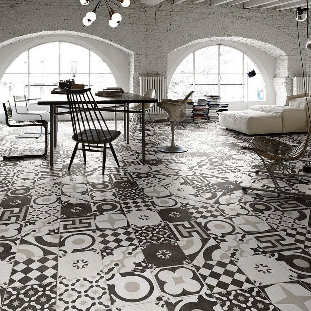 Arizona-Cementine-B&W-8-x-8-Natural-Rectified-Glazed-Porcelain-Deco-Tile-B&W-Mix