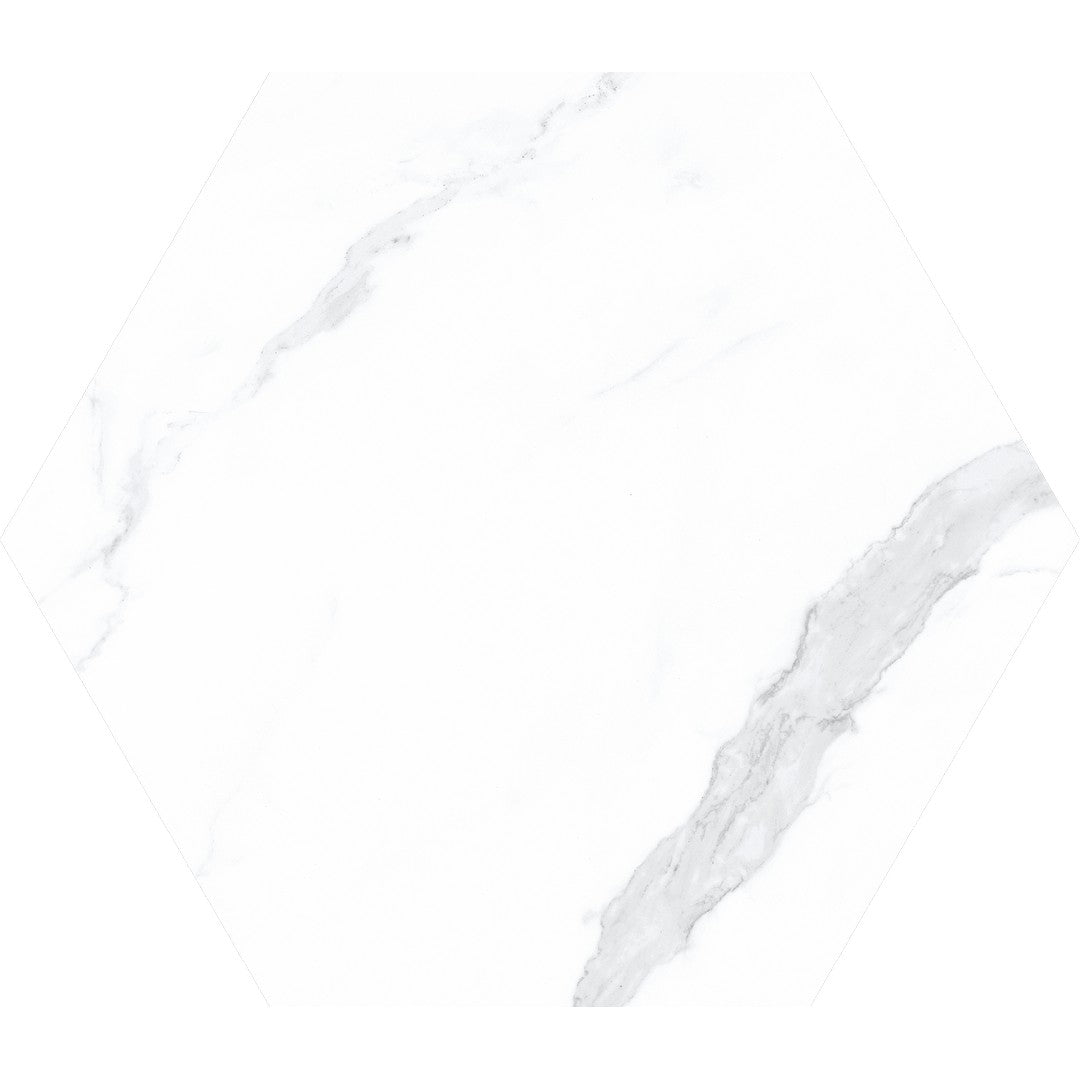 Tesoro-Nusa-8.25-x-9.75-Pressed-Matte-Porcelain-Hexagon-Tile-White-Statuario