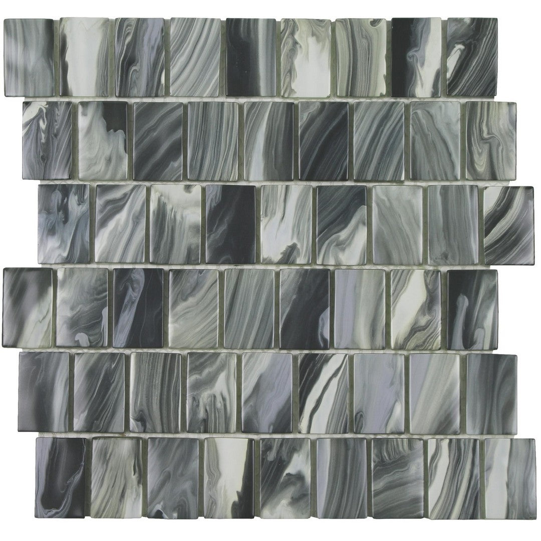 Tesoro Slip Stream 11.75" x 11.5" Stacked Glass Mosaic