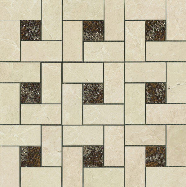 Happy Floors Arona 12" x 12" Polished Porcelain Pinwheel Deco Mosaic