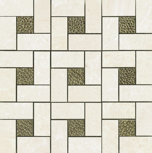 Happy Floors Arona 12" x 12" Polished Porcelain Pinwheel Deco Mosaic