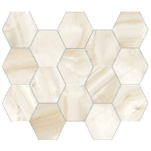 Happy Floors Athena 10" x 14" Natural Porcelain 2" Hexagon Mosaic