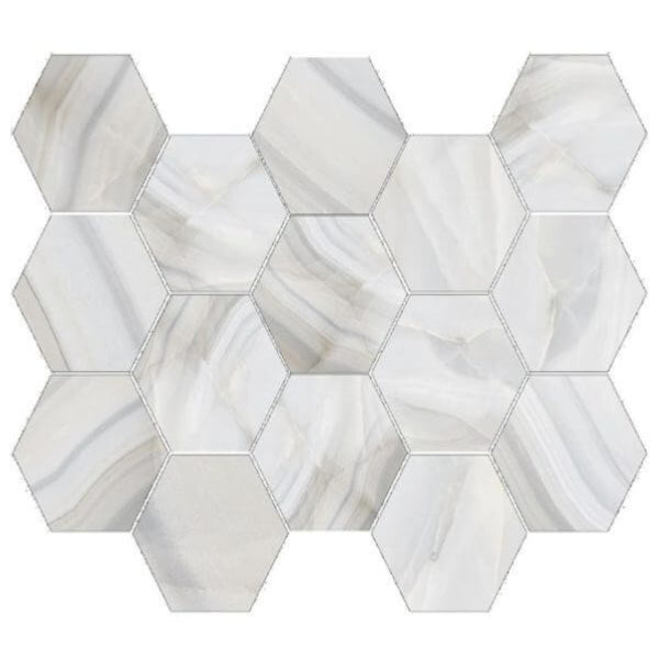 Happy Floors Athena 10" x 14" Natural Porcelain 2" Hexagon Mosaic