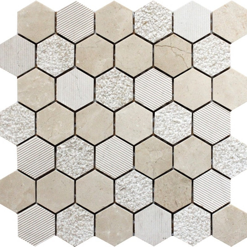 MiR Bali 11.8" x 12" Natural Stone Mosaic 1.9" Mosaic