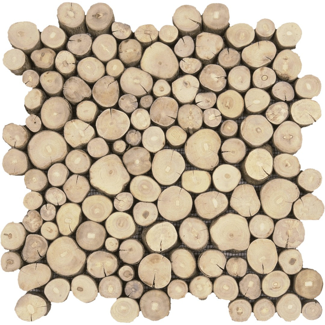 Bati Orient Exotic 12" x 12" Interlocking Logs Sliced Wood Mosaic