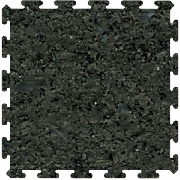 Flexco Prime Sports 34.25" x 34.25" Smooth 0% Black Chip Color Rubber Interlocking Tile 4mm